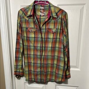 Rock 47 by Wrangler Cowgirl Multicolor Plaid Shirt